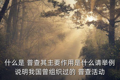什么是 普查其主要作用是什么请举例说明我国曾组织过的 普查活动