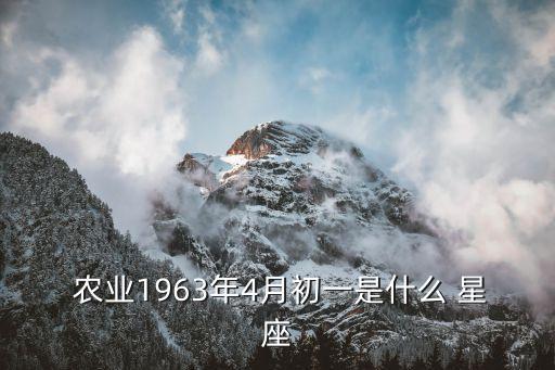  农业1963年4月初一是什么 星座