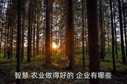智慧 农业做得好的 企业有哪些