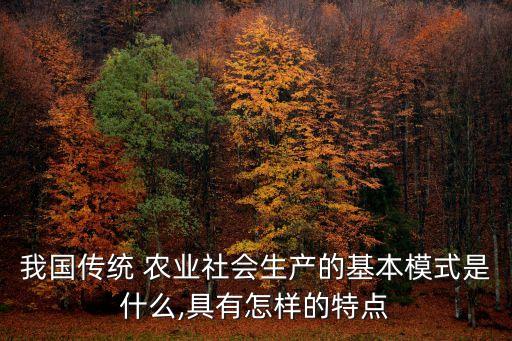 我国传统 农业社会生产的基本模式是什么,具有怎样的特点