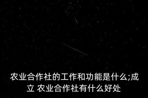  农业合作社的工作和功能是什么;成立 农业合作社有什么好处