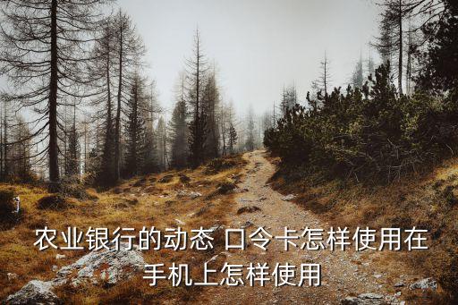 手机农业银行怎么配口令卡,农业银行动态口令卡现在还有用吗
