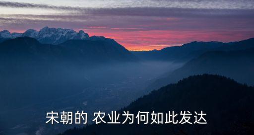 两宋农业的成就是什么,中国宋朝农业发展历史