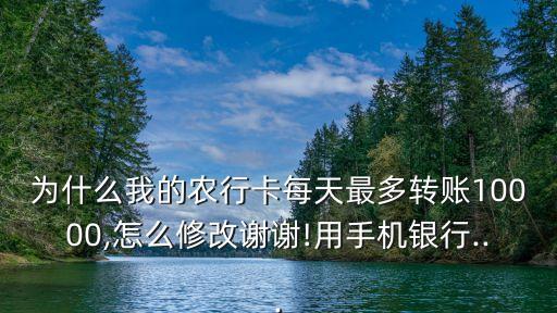 怎么改农业银行卡限额,农业银行卡限额10000怎么改