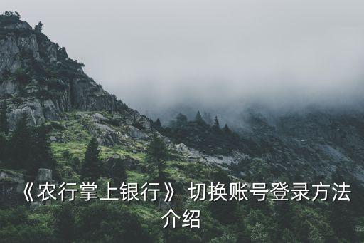 农业银行怎么切换帐户