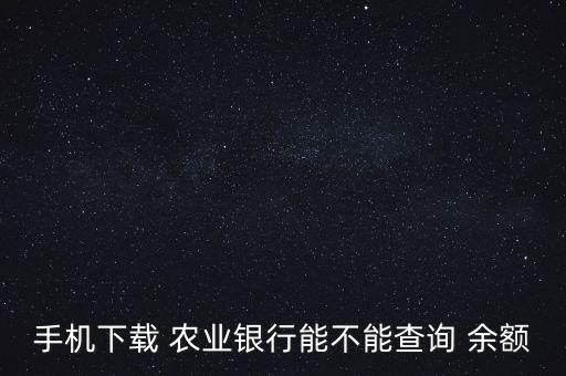 手机下载 农业银行能不能查询 余额