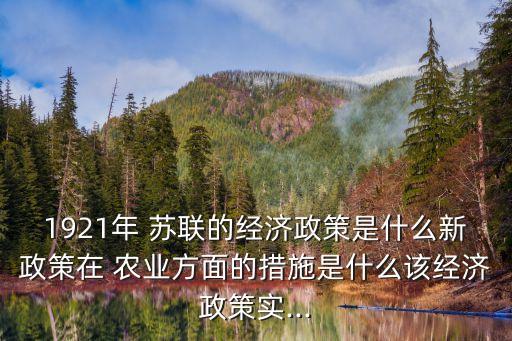 1921年 苏联的经济政策是什么新政策在 农业方面的措施是什么该经济政策实...