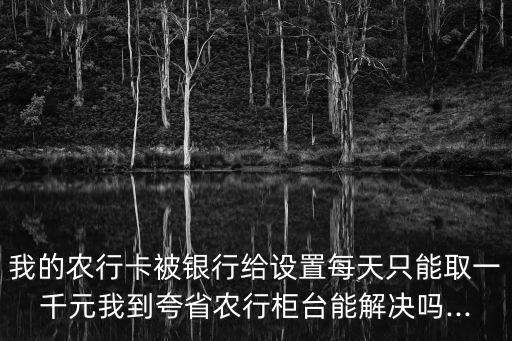 农业卡封控限额1000怎么解除
