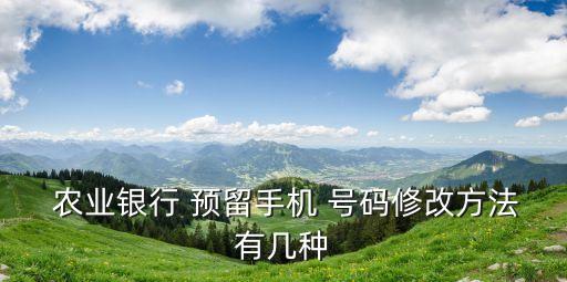 农业改预留号码怎么改,农业银行卡预留号码能在手机上修改吗