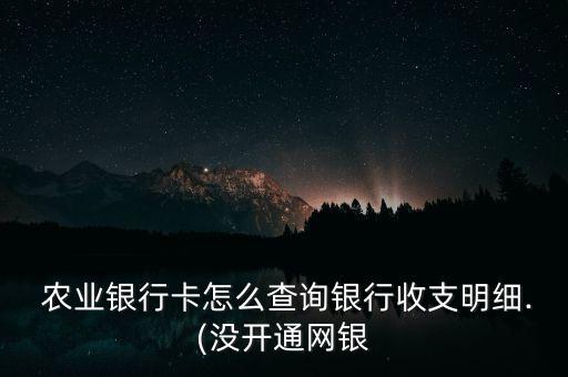 农业银行怎么查个人流水,手机农业银行怎么查流水账单