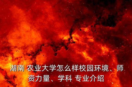 湖南农业有什么专业怎么样
