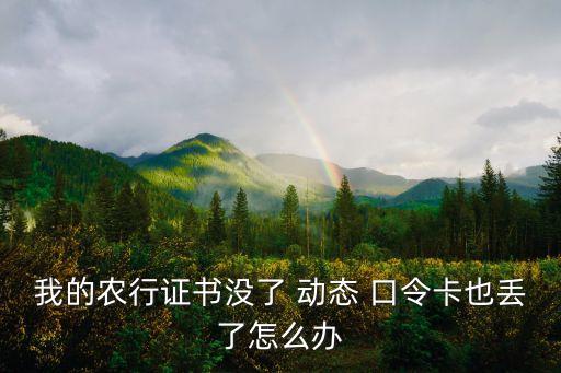 农业动态口令卡丢了怎么办,农业银行的动态口令卡丢了怎么办
