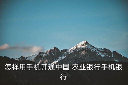 农业怎么激活掌上银行卡,农业银行卡如何开通掌上银行