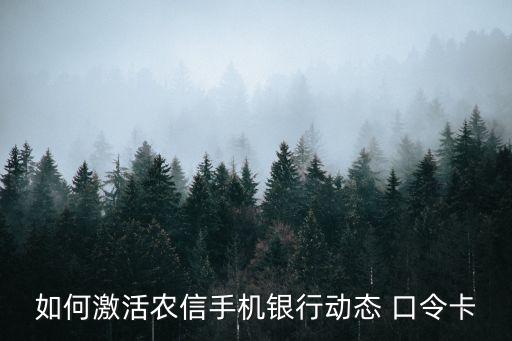 如何激活农信手机银行动态 口令卡