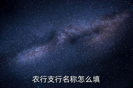 农行支行名称怎么填