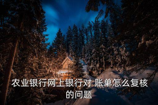 农业银行对公户怎么对账单