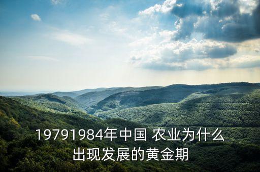 19791984年中国 农业为什么出现发展的黄金期