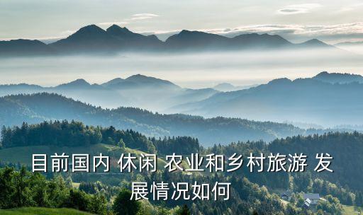 目前国内 休闲 农业和乡村旅游 发展情况如何