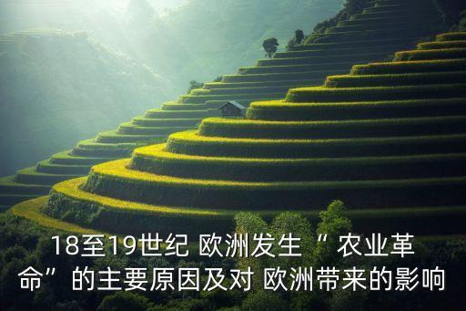 18至19世纪 欧洲发生“ 农业革命”的主要原因及对 欧洲带来的影响