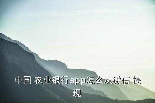 农业银行怎么提现吗