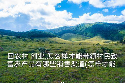 回农村 创业,怎么样才能带领村民致富农产品有哪些销售渠道(怎样才能...
