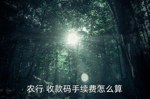 农行 收款码手续费怎么算