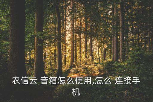 农信云 音箱怎么使用,怎么 连接手机
