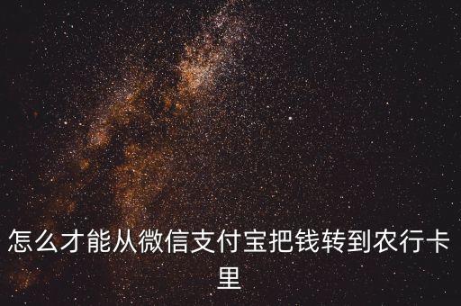 怎么才能从微信支付宝把钱转到农行卡里