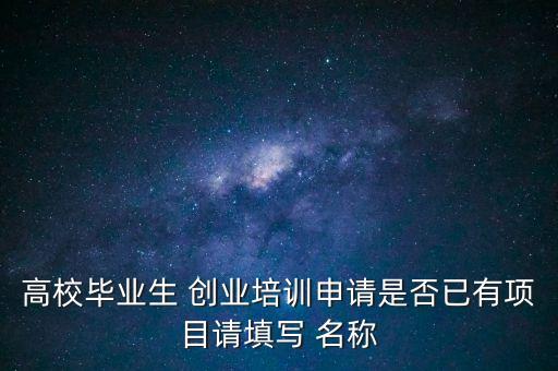 高校毕业生 创业培训申请是否已有项目请填写 名称