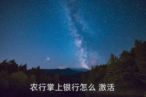 农行掌上银行怎么 激活