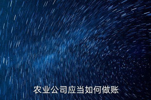  农业公司应当如何做账