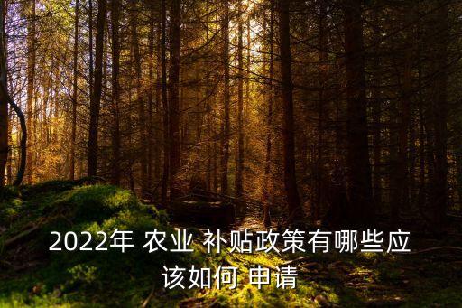 2022年 农业 补贴政策有哪些应该如何 申请