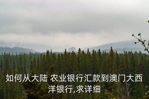 如何从大陆 农业银行汇款到澳门大西洋银行,求详细