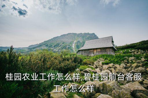 在碧桂园农业工作怎么样,碧桂园前台客服工作怎么样