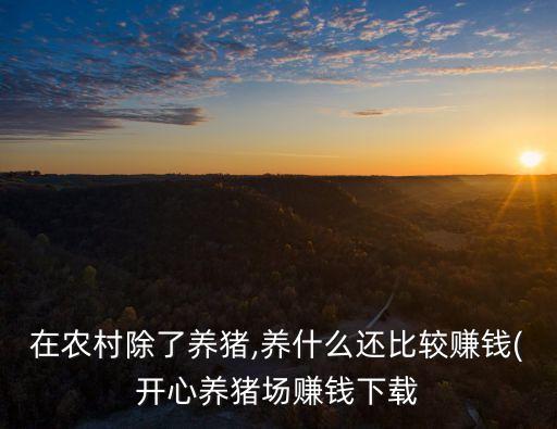 在农村除了养猪,养什么还比较赚钱(开心养猪场赚钱下载