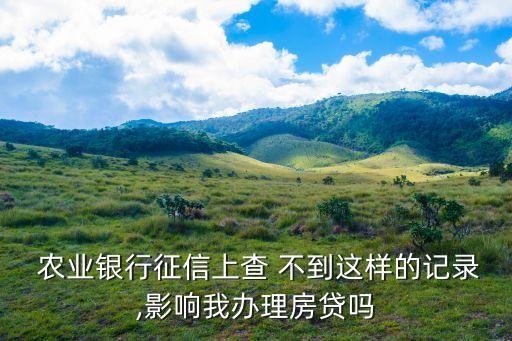  农业银行征信上查 不到这样的记录,影响我办理房贷吗