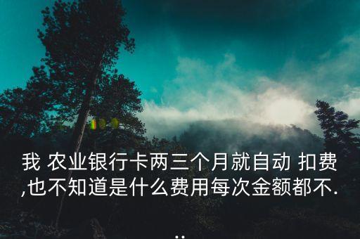 农业银行怎么乱扣费