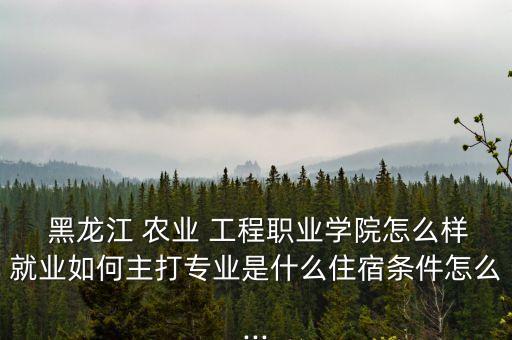  黑龙江 农业 工程职业学院怎么样就业如何主打专业是什么住宿条件怎么...