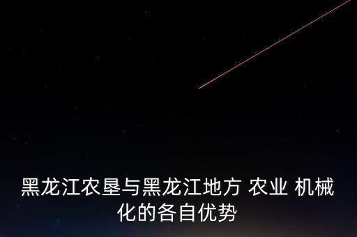 黑龙江农垦与黑龙江地方 农业 机械化的各自优势