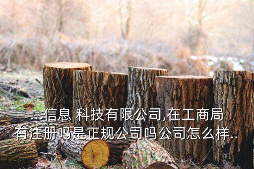 ...信息 科技有限公司,在工商局有注册吗是正规公司吗公司怎么样...