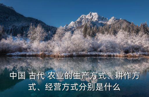 中国 古代 农业的生产方式、耕作方式、经营方式分别是什么