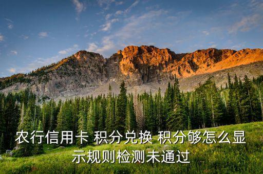 农行信用卡 积分兑换 积分够怎么显示规则检测未通过