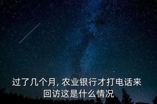过了几个月, 农业银行才打电话来 回访这是什么情况