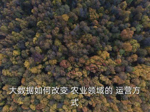 大数据如何改变 农业领域的 运营方式