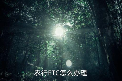 农行ETC怎么办理