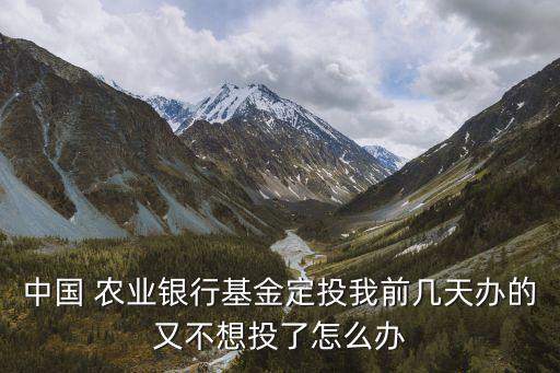 中国 农业银行基金定投我前几天办的又不想投了怎么办