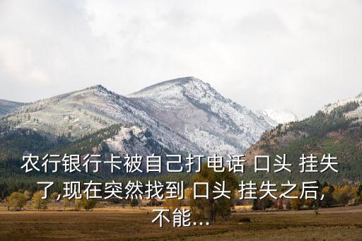 农业银行口头挂失怎么办