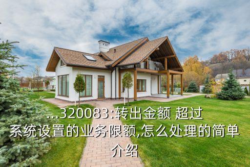 ...320083:转出金额 超过系统设置的业务限额,怎么处理的简单介绍