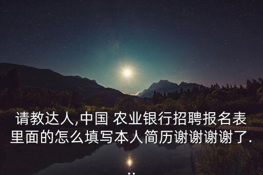 请教达人,中国 农业银行招聘报名表里面的怎么填写本人简历谢谢谢谢了...