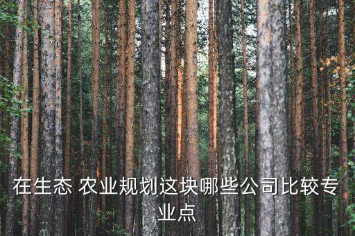 在生态 农业规划这块哪些公司比较专业点